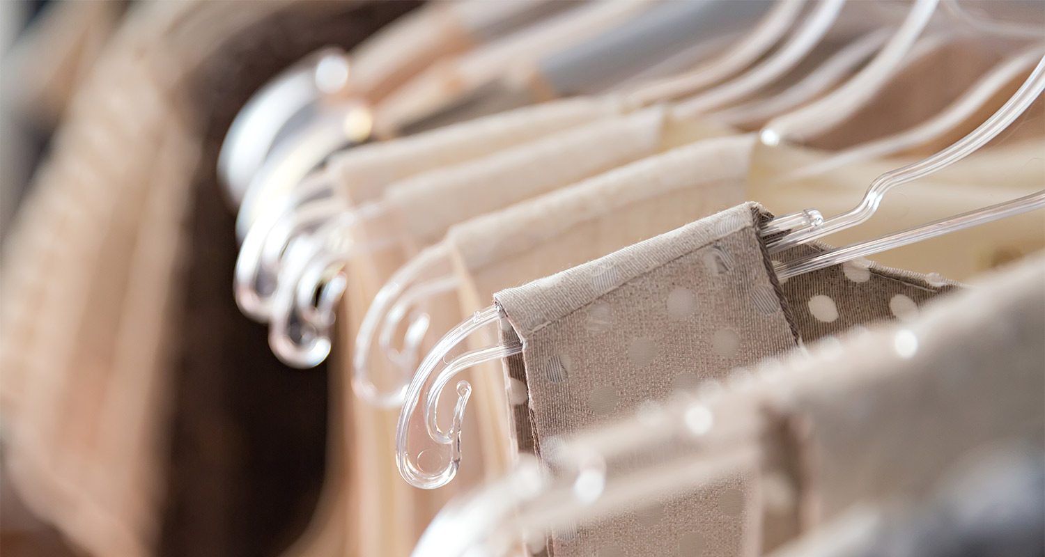 Finished garments on hangers