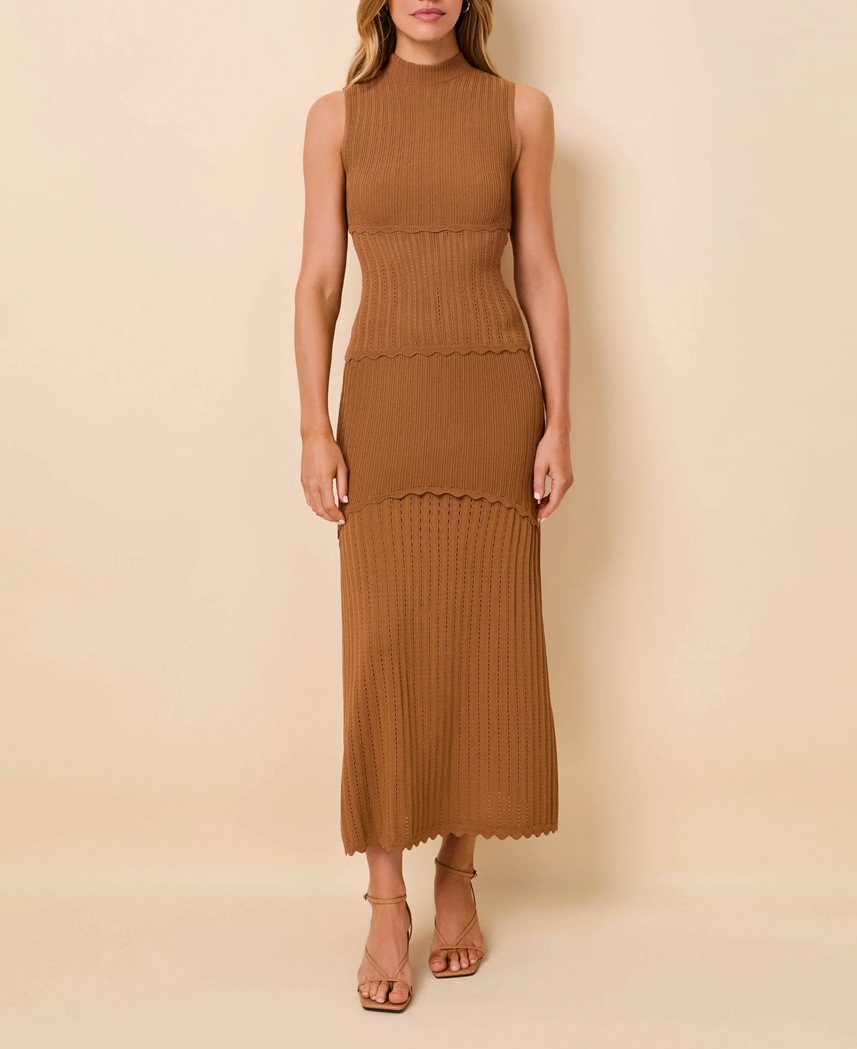 Ribbed knit midi dress